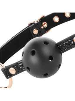 Begme Black Edition - Ball Gag in Pelle Vegana con Dettagli Dorati