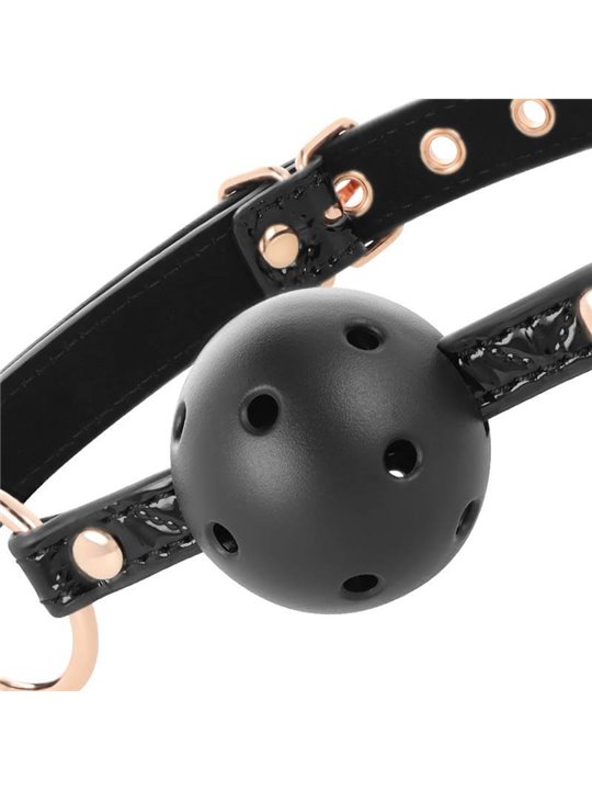 Begme Black Edition - Ball Gag in Pelle Vegana con Dettagli Dorati