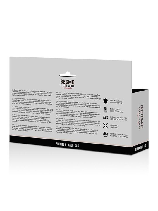 Begme Black Edition - Ball Gag in Pelle Vegana con Dettagli Dorati