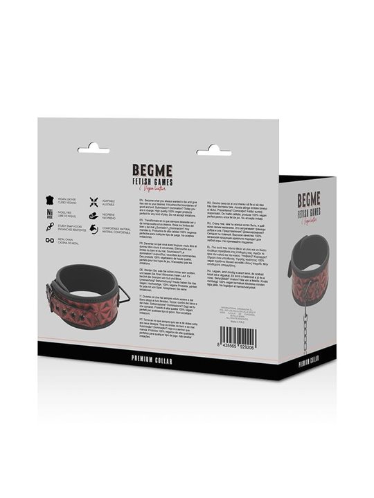 Begme - Red Edition Premium Vegan Leather Collar with Neoprene Lining