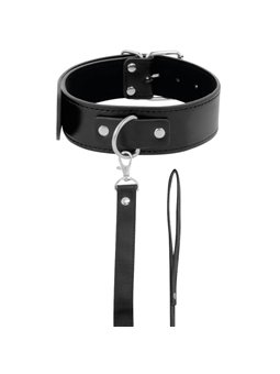Darkness Black Collar - Collare e Guinzaglio in Pelle Vegana Nera
