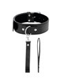 Darkness Black Collar - Collare e Guinzaglio in Pelle Vegana Nera