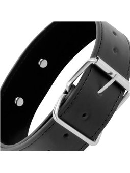 Darkness Black Collar - Collare e Guinzaglio in Pelle Vegana Nera
