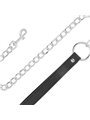 Darkness Black Furry Collar - Collare in Pelle Vegana Nera con Guinzaglio in Acciaio