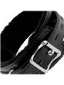 Darkness Black Furry Collar - Collare in Pelle Vegana Nera con Guinzaglio in Acciaio