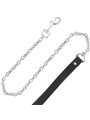 Darkness Black Furry Collar - Collare in Pelle Nera con Guinzaglio in Acciaio