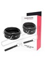 Darkness Black Soft Collar - Collare in Pelle Nera con Guinzaglio in Acciaio
