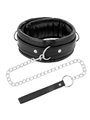 Darkness Black Soft Collar - Collare in Pelle Nera con Guinzaglio in Acciaio