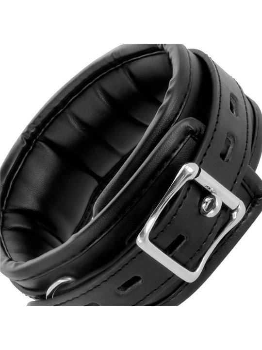 Darkness Black Soft Collar - Collare in Pelle Nera con Guinzaglio in Acciaio