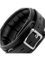 Darkness Black Soft Collar - Collare in Pelle Nera con Guinzaglio in Acciaio