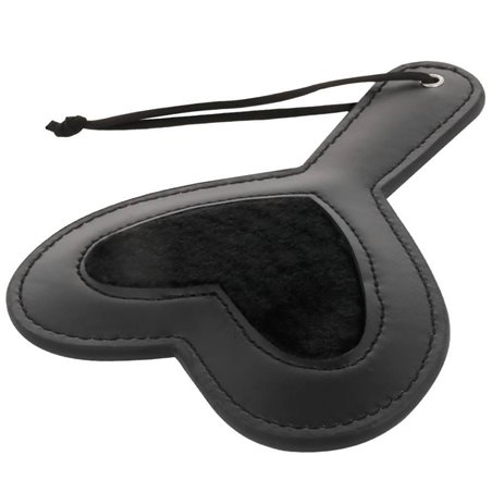 Darkness Bondage Paddle - Pagaia in Velluto Nero a Forma di Cuore 19x15 Cm