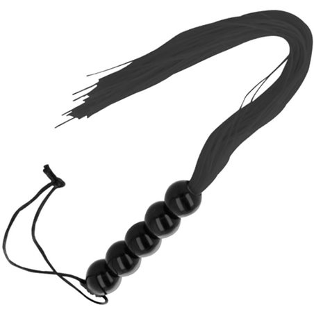 Darkness Bondage Whip - Frusta Nera con Impugnatura a Sfere - 45 Cm