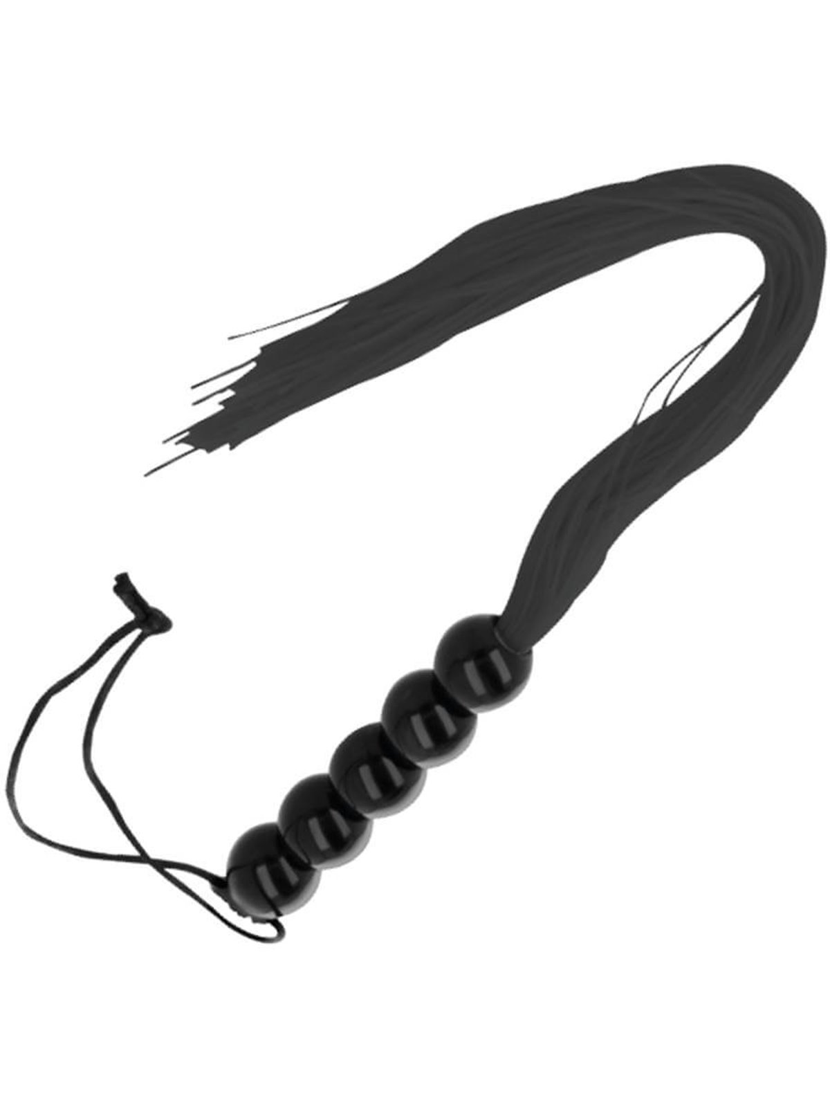 Darkness Bondage Whip - Frusta Nera con Impugnatura a Sfere - 45 Cm