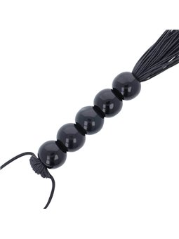 Darkness Bondage Whip - Frusta Nera con Impugnatura a Sfere - 45 Cm