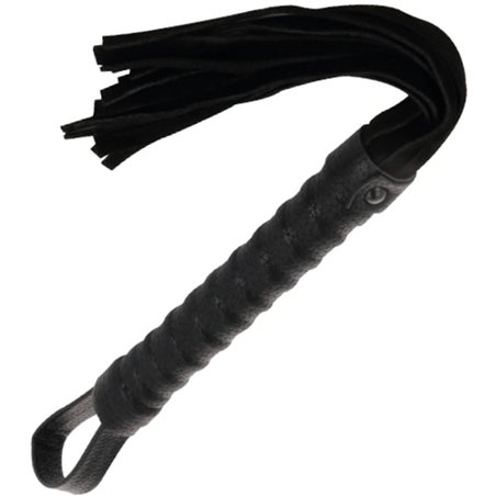 Darkness Bondage Whip - Frusta Nera con Manico in Pelle