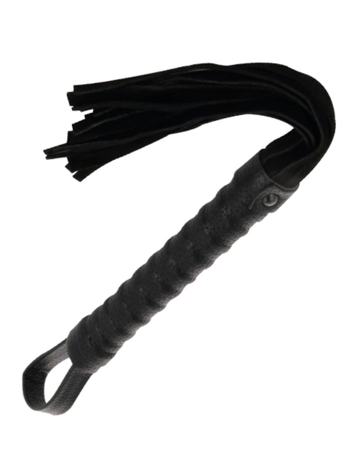 Darkness Bondage Whip - Frusta Nera con Manico in Pelle