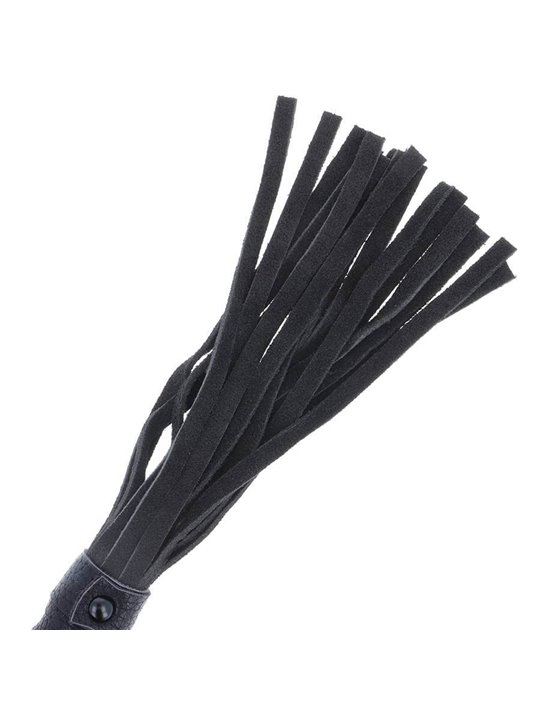 Darkness Bondage Whip - Frusta Nera con Manico in Pelle