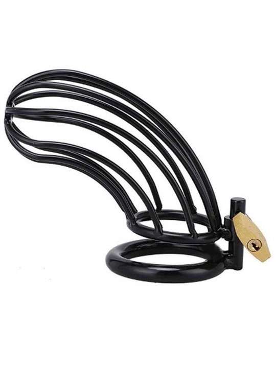Metal Hard Cock Bird Cage Chastity Black