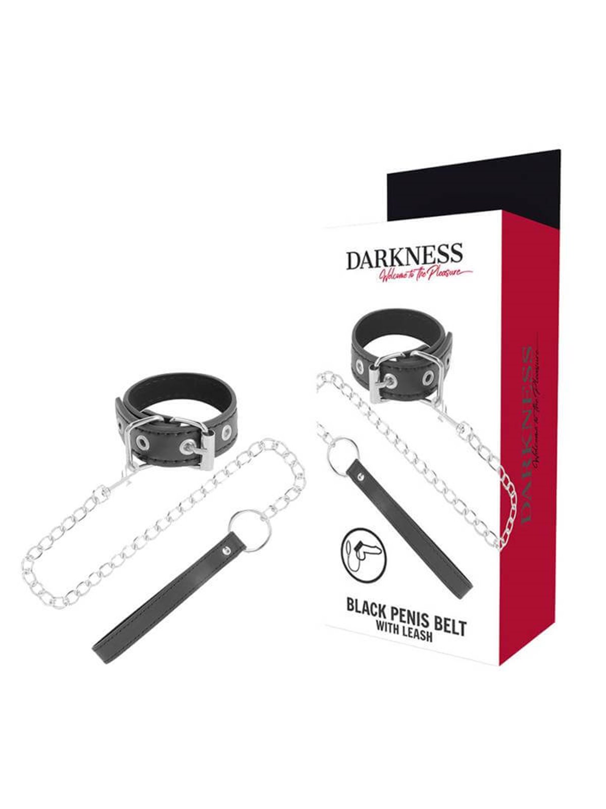 Darkness Black Penis Belt - Cintura per il Pene in Pelle con Guinzaglio