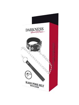 Darkness Black Penis Belt - Cintura per il Pene in Pelle con Guinzaglio