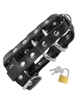Darkness Black Penis Cage - Gabbia Fallica in Pelle Vegana con Lucchetto