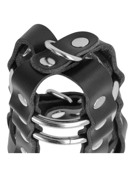 Darkness - Leather Chastity Cage with Lock