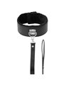 Darkness Black Furry Collar - Collare con Guinzaglio in Pelle Vegana Nera