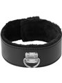 Darkness Black Furry Collar - Collare con Guinzaglio in Pelle Vegana Nera