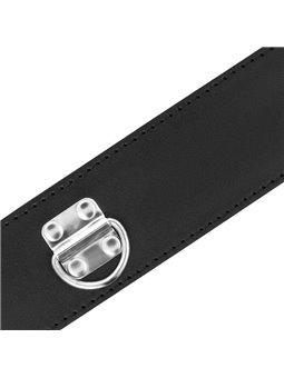 Darkness Black Collar - Collare e Guinzaglio in Pelle Vegana Nera con Lucchetto