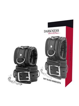 Darkness Soft Black Handcuffs - Polsiere in Pelle Vegana Nera e Catena in Metallo