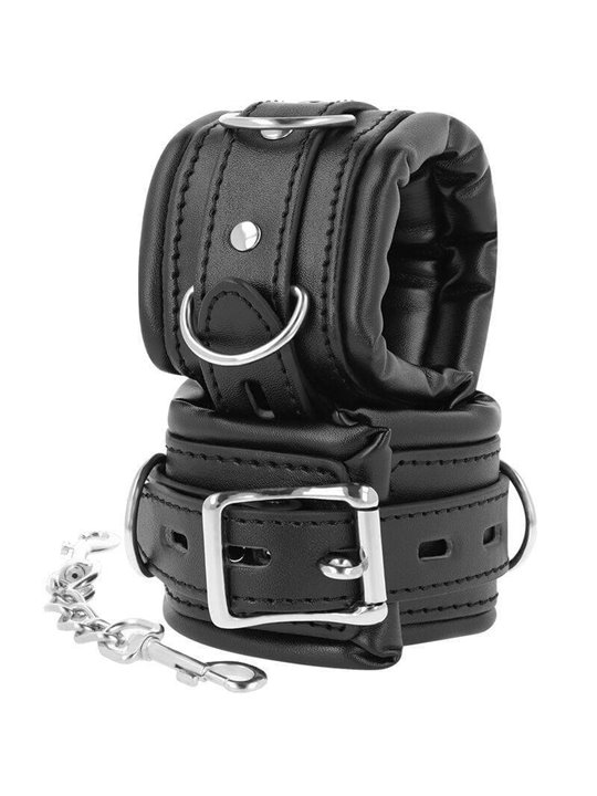 Darkness Soft Black Handcuffs - Polsiere in Pelle Vegana Nera e Catena in Metallo
