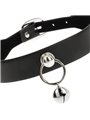 Coquette Chic Desire - Collare in Pelle Vegana Nera con Anello e Sonaglio