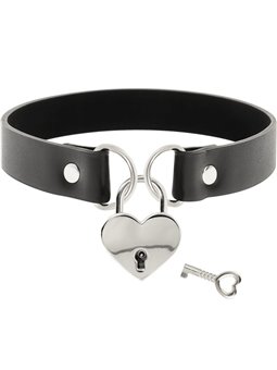 Coquette Chic Desire - Vegan Leather Necklace with Heart Accessory with Key