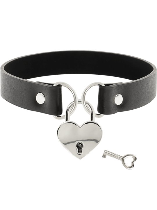 Coquette Chic Desire - Vegan Leather Necklace with Heart Accessory with Key