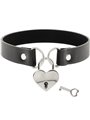 Coquette Chic Desire - Collare in Pelle Vegana Nera con Lucchetto Cuore