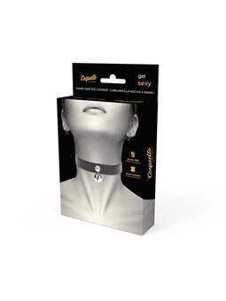 Coquette Chic Desire - Collare in Pelle Vegana Nera con Sonaglio e Fibbia