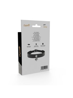 Coquette Chic Desire - Collare in Pelle Vegana Nera con Sonaglio e Fibbia