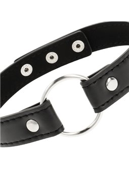 Coquette Chic Desire - Collare in Pelle Vegana Nera con Anello in Metallo