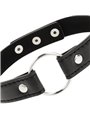 Coquette Chic Desire - Collare in Pelle Vegana Nera con Anello in Metallo
