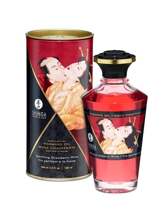 Shunga - Strawberries and Cava Heat Effect Massage Oil 100 ML