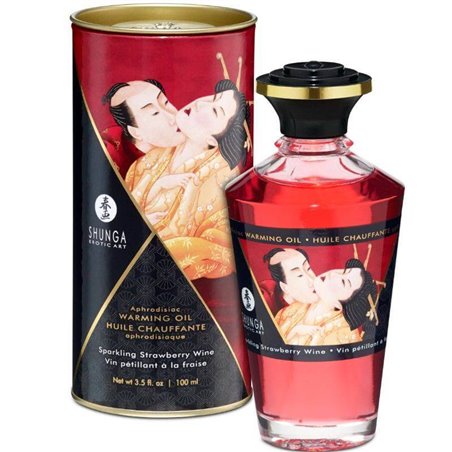 Shunga - Strawberries and Cava Heat Effect Massage Oil 100 ML
