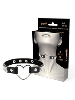 Coquette Chic Desire - Vegan Leather Choker with Heart