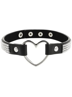 Coquette Chic Desire - Vegan Leather Choker with Heart