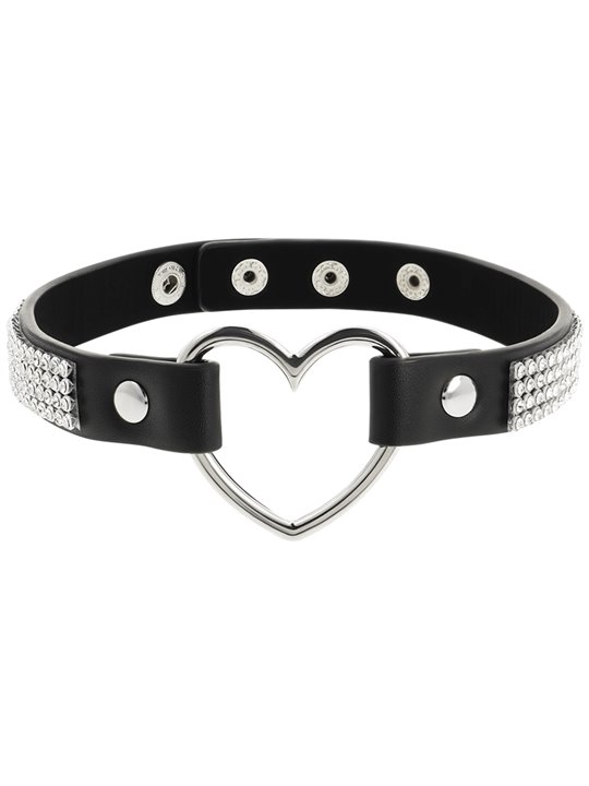 Coquette Chic Desire - Vegan Leather Choker with Heart