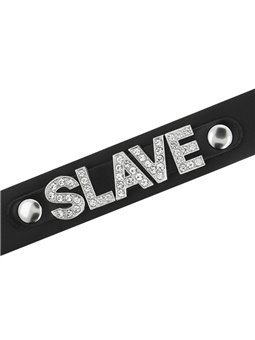 Coquette Chic Desire - Collare in Pelle Vegana Nera con Dettaglio SLAVE