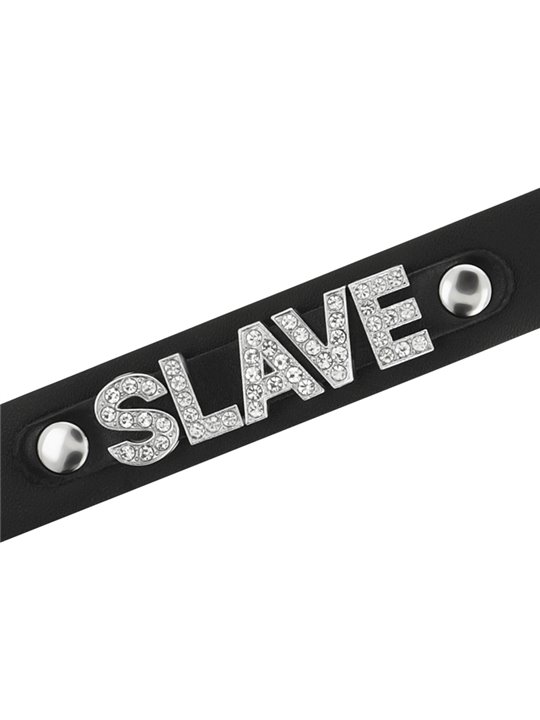 Coquette Chic Desire - Collare in Pelle Vegana Nera con Dettaglio SLAVE