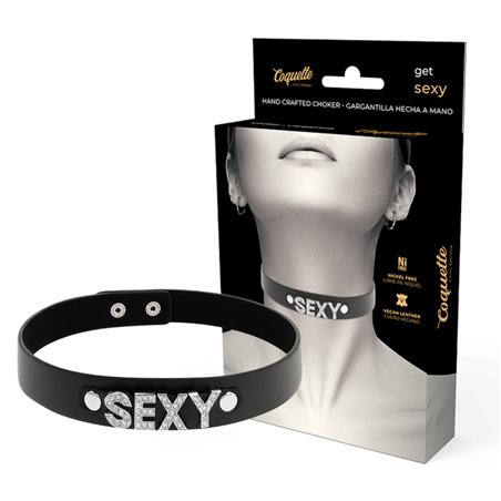 Coquette Chic Desire - Collare in Pelle Vegana Nera con Dettaglio SEXY