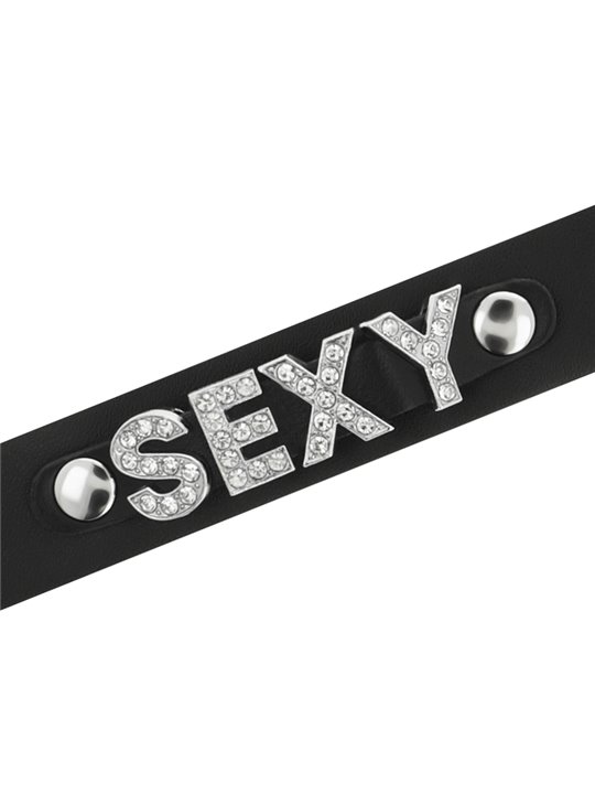 Coquette Chic Desire - Collare in Pelle Vegana Nera con Dettaglio SEXY