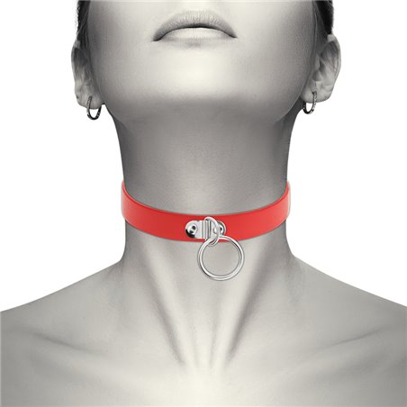 Coquette Chic Desire - Red Vegan Leather Necklace Woman Fetish Accessory