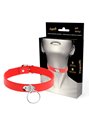 Coquette Chic Desire - Collare in Pelle Vegana Rossa con Anello in Metallo